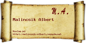 Malincsik Albert névjegykártya